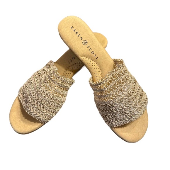 Women’s Karen Scott Gold Slide Sandals with Woven Upper - Size 8.5 - NWOT - Picture 3 of 8